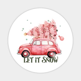 Vintage Pink Christmas Quote Magnet